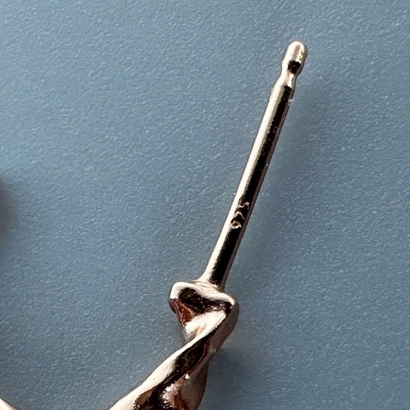 Rose Gold Twisted Open Huggie Hoop Earrings - Picture 6 of 11